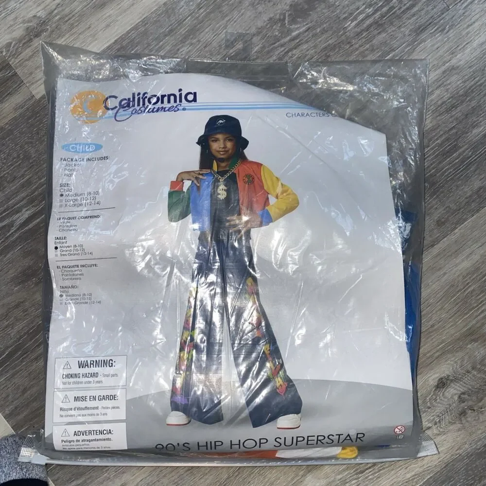 90's Hip Hop Superstar Rapper Rap Star Pop Fancy Dress Halloween Child Costume